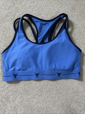 Under Armour Purple Strappy Racerback Sports Bra with Dark Purple Accents - M